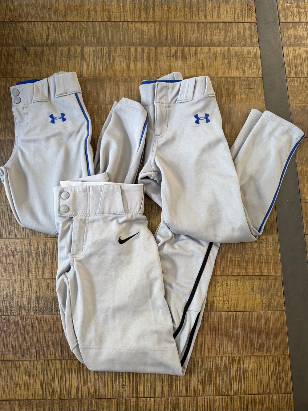 Under Armour & Nike Bundle Youth Piped Baseball Pants, gray, size small